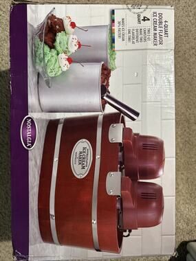 Nostalgia 4 Qt Double Flavor Ice Cream Maker Open Box New Never Used
